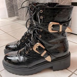 Black combat boots